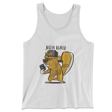 Justin Beaver Men/Unisex Tank in White color